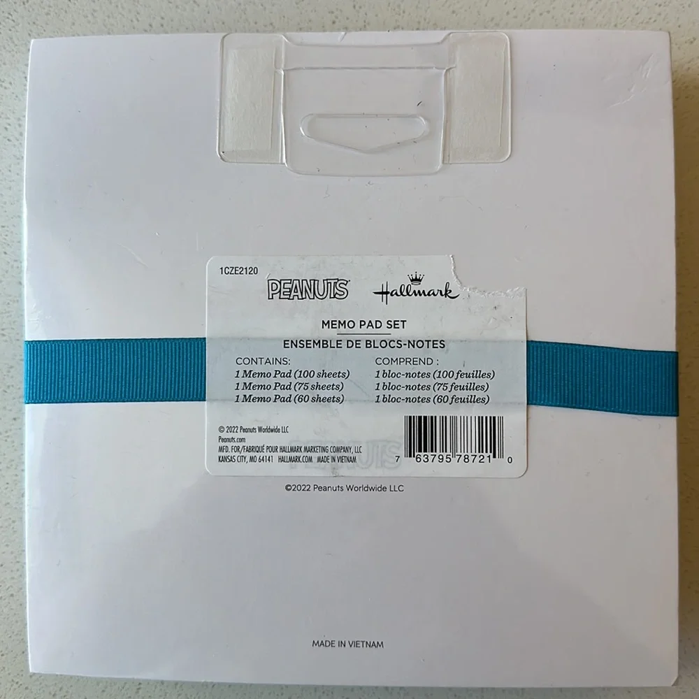 Peanuts Snoopy Memo Notepad Set of 3 Notepads